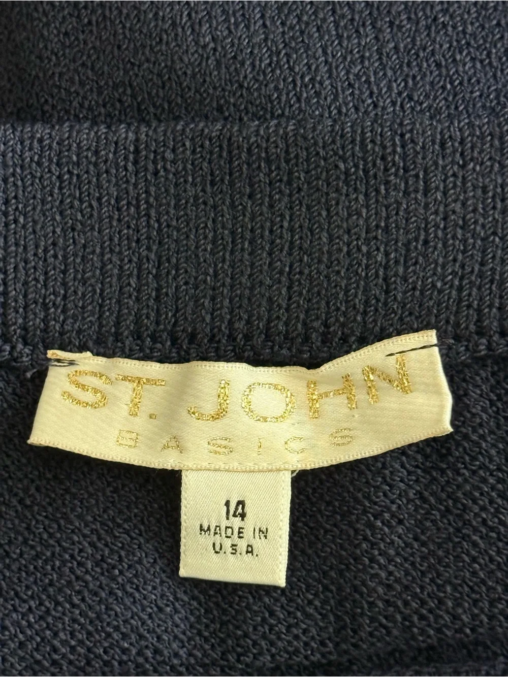 St John Basics Navy Blue Santana Knit Pencil Skirt Womens Size 14 Elastic Waist